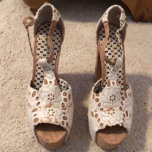 White Floral Print Jessica Simpson Platform Heels